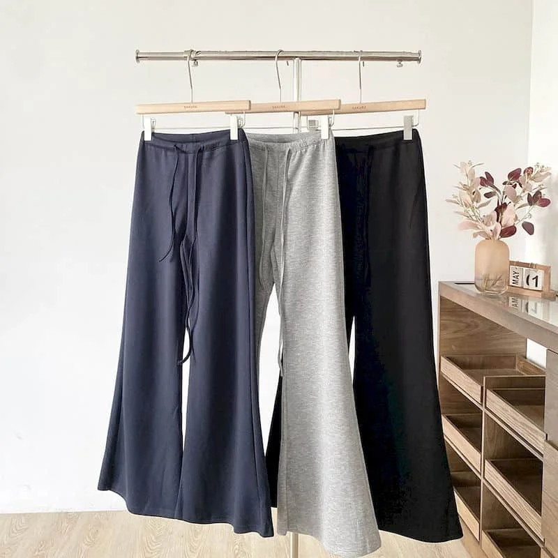 Flared Trousers Casual Tight-fitting Autumn Korean Style Sweatpants Elastic Waisted Baggy Pants Streetwear Y2k Wide Leg Pants
