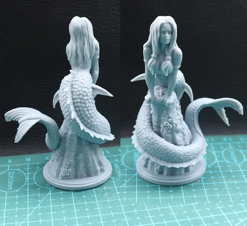 1/24 75mm 1/18 100mm Resin Model Mermaid Fish Girl Figurine Sculpture Unpainted No Color RW-949