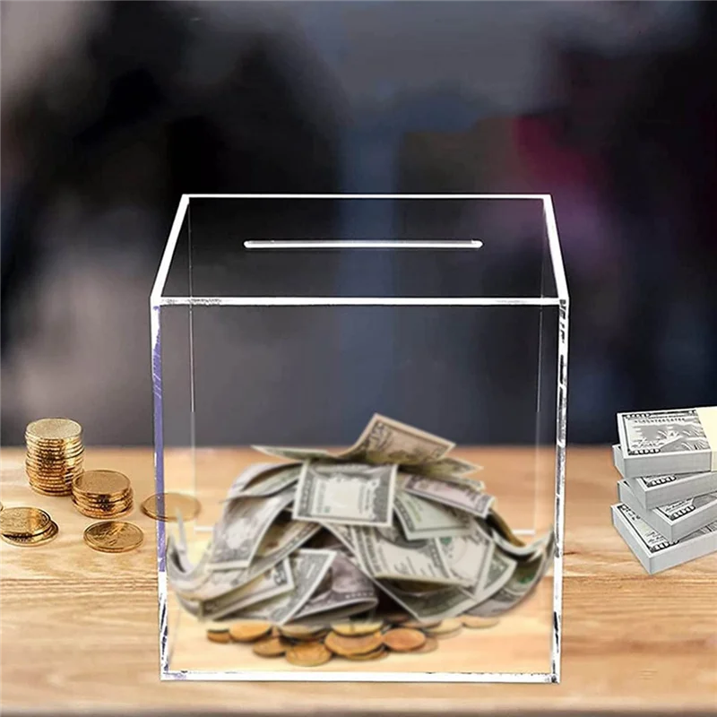 1 PCS Acrylic Money Bank Acrylic Bank Box Reusable Transparent Piggys Bank Box Delicate Money Bank 15Cm-A32R