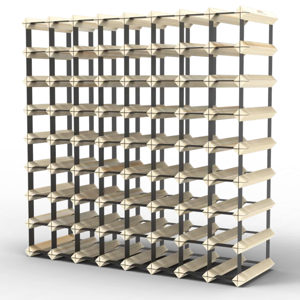 72 Bottle Modular Wood Wine Rack with Metal Pieces