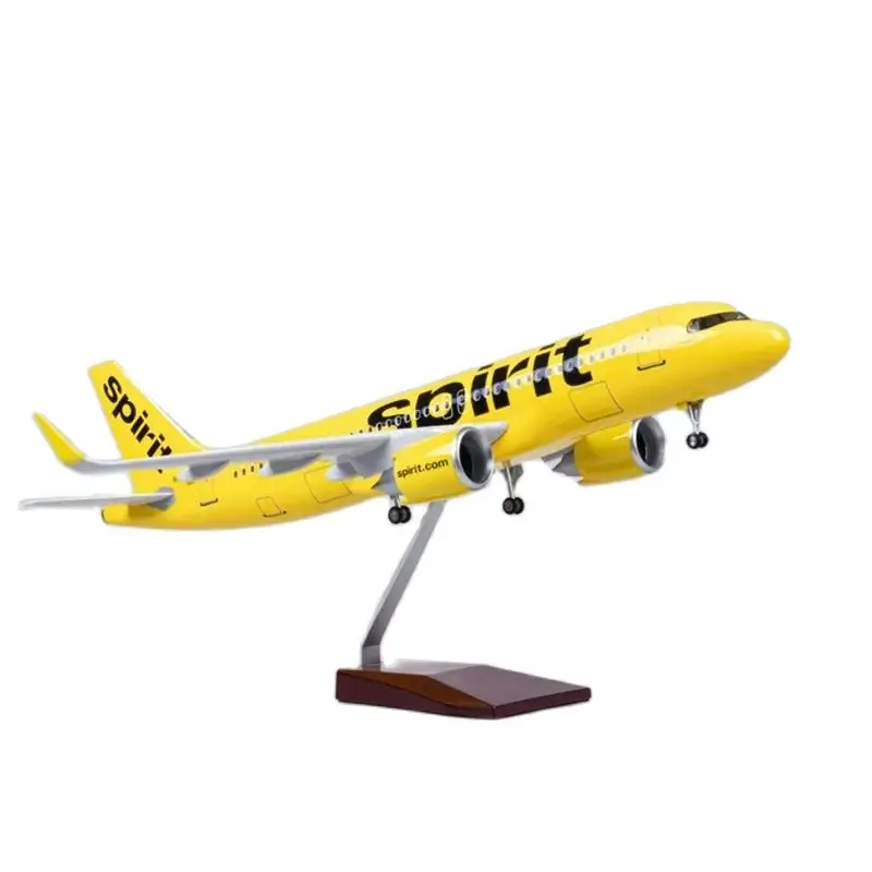 

47CM 1/80 Airplane A320NEO Spirit Airlines Model Toys Light With Wheel Landing Gear Diecast Resin Plane Collection Display Gifts