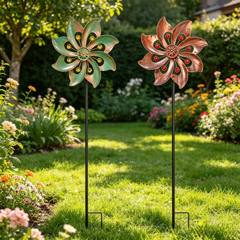 

1pc Metal Windmill Gardening Courtyard Outdoor Plugin Rotating Windmill Metal Craft Ornament Garden Supplies