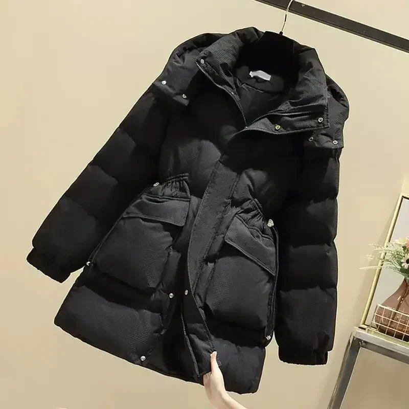 Cotton Jacket Zip-up Lady Parka Padded Women's Quilted Coat Warm Winter on Sale Fashion 2024 Lined Outdoor Clothes Loose Casual