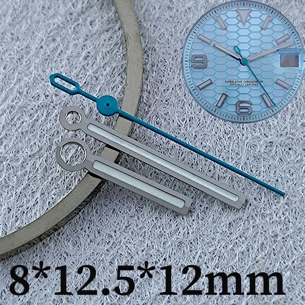 NH35-Uhrzeiger, Uhrenzeiger, blau leuchtend, 8 x 12,5 x 12 mm, geeignet für NH35 NH36 Uhrwerk, Uhrenzubehör