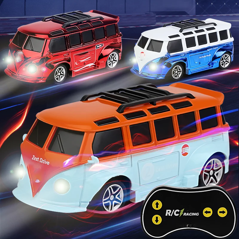 

1:43 Alloy Remote Control Car 2.4G Ultra-small Pocket Mini Bus T1 Children's Toy Gift Ornaments