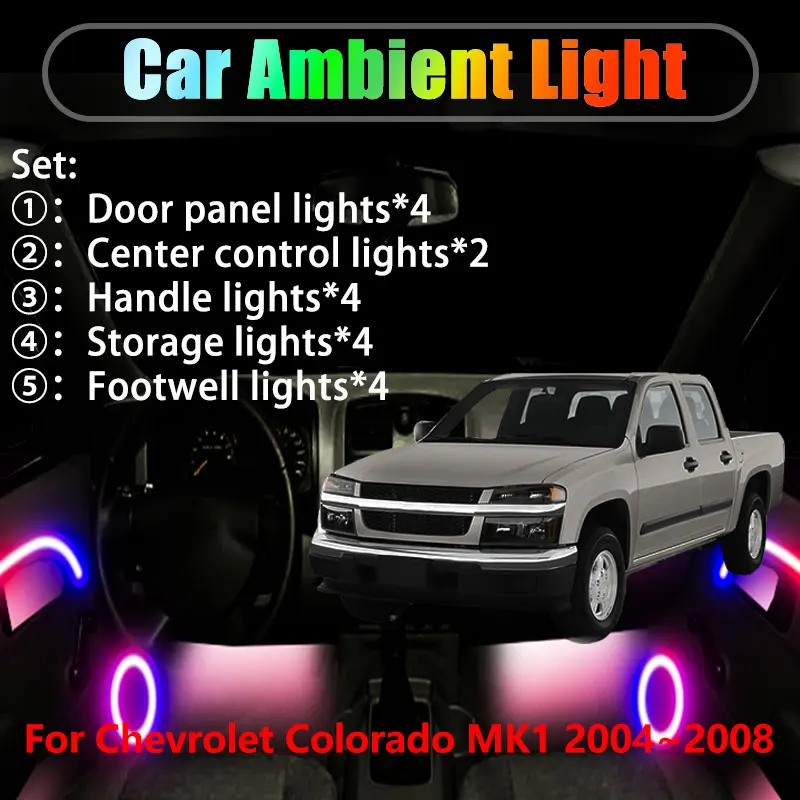

For Chevrolet Colorado MK1 2004~2008 GMC 2/18 in 1 Car ambient lighting Led trunk interior led lights USB RGB Ensemble Streamer