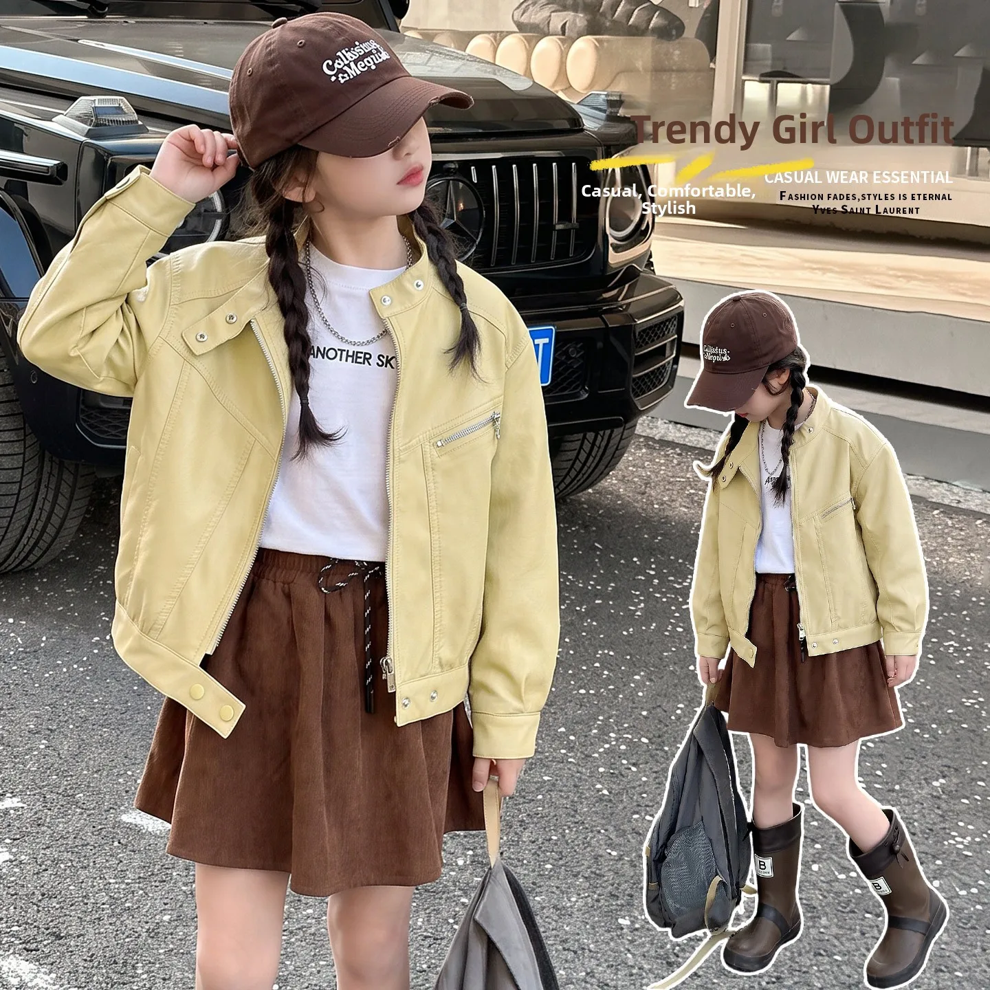 girls-pu-leather-jacket-autumn-wear-long-sleeve-biker-style-stand-collar-cool-trendy-children's-outerwear-medium-to-large-sizes
