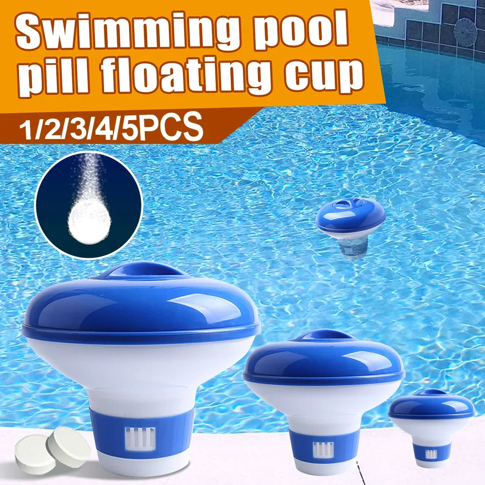 1-5pcs Floating Swimming Pool Chlorine Tablet Automatic Dispenser Pool Floating Dispenser Outdoor Pool Cleaning Supplies