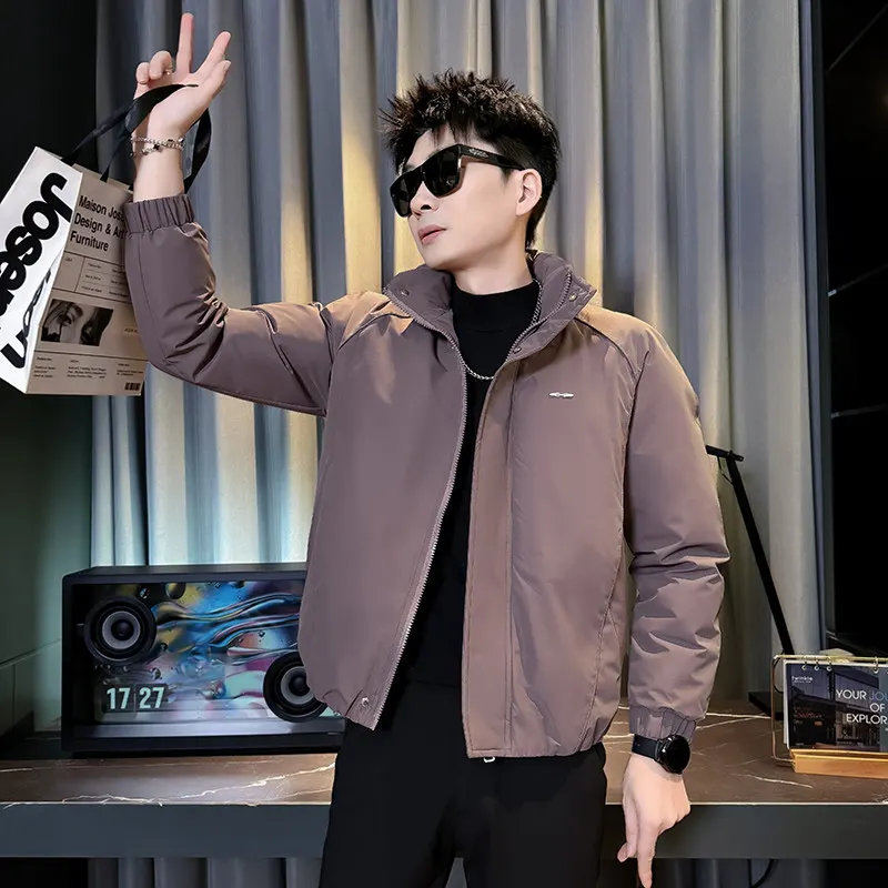 

Slim Fit Cotton Jaet for ort Men Winter Coat Trendy XS Versatile Stand Collar Warmth Polyester Fiber Fill Zipper Closure