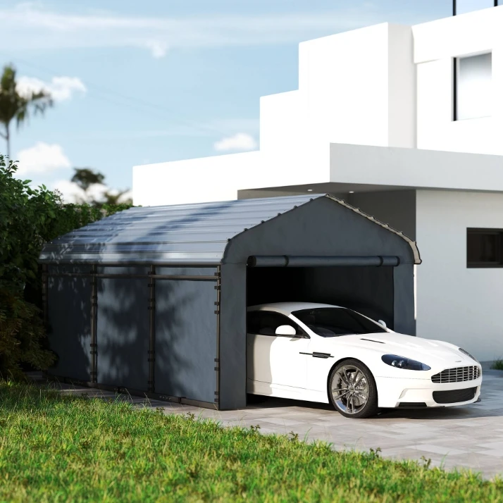

HUIDING12' X 20' Heavy Duty Metal Carport Waterproof Garage Car Canopy Shelter With Galvanized Metal Roof