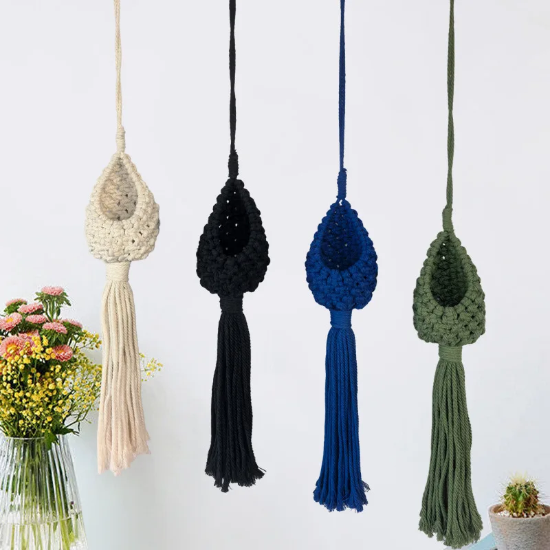 CX Hand Woven Cotton Rope Storage Mesh Pocket Crocheted Wall Hanging Fruit Storage Bag