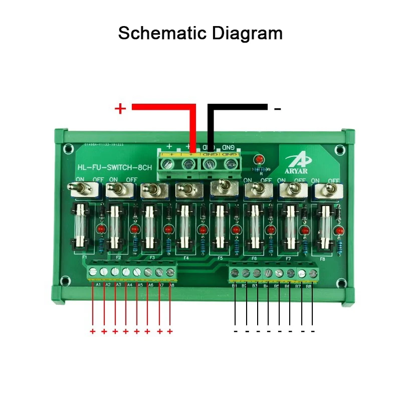 12V 24V Stromverteiler 16-Wege-Sicherungskasten mit Schalter für Stromversorgung, Stromverdrahtung, LED-Schalter – Detail 1