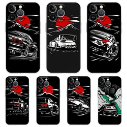 JDM Car Phone Case for iPhone 16 15 14 13 12 Pro Max Transparent Soft for iPhone 11 Pro Max 7 8 Plus XS XR Shell Capas Bag Coque