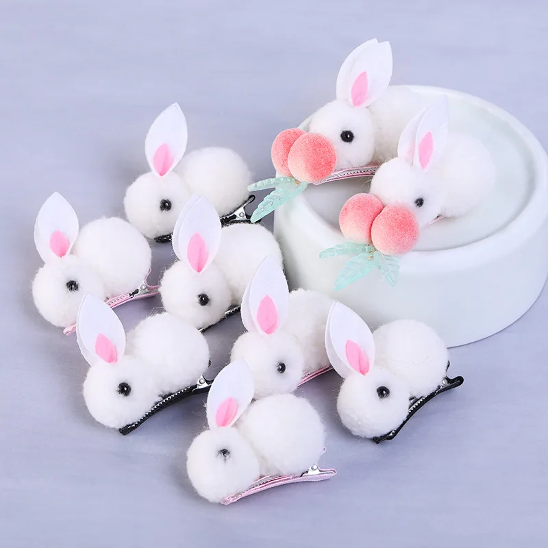 Cute Plush Hair Ball Rabbit Hair Clip Children's Girl Hairpins Korea Fashion Hair Accessories Kids Headwear Barrette Ornaments