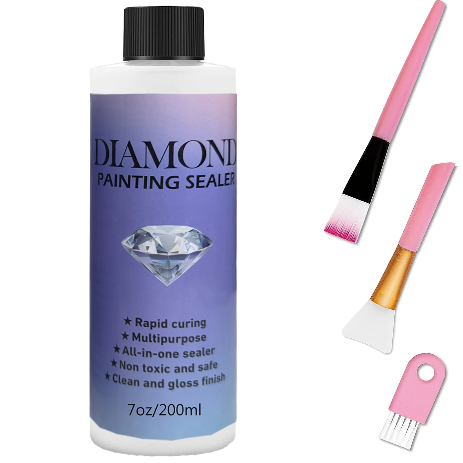 60 ML/120 ML/200 ML Diamant Schilderij Sealer met 3 Stuks Borstels Diamant Schilderij Lijm Permanente Hold & glans Effect Sealer Puzzel