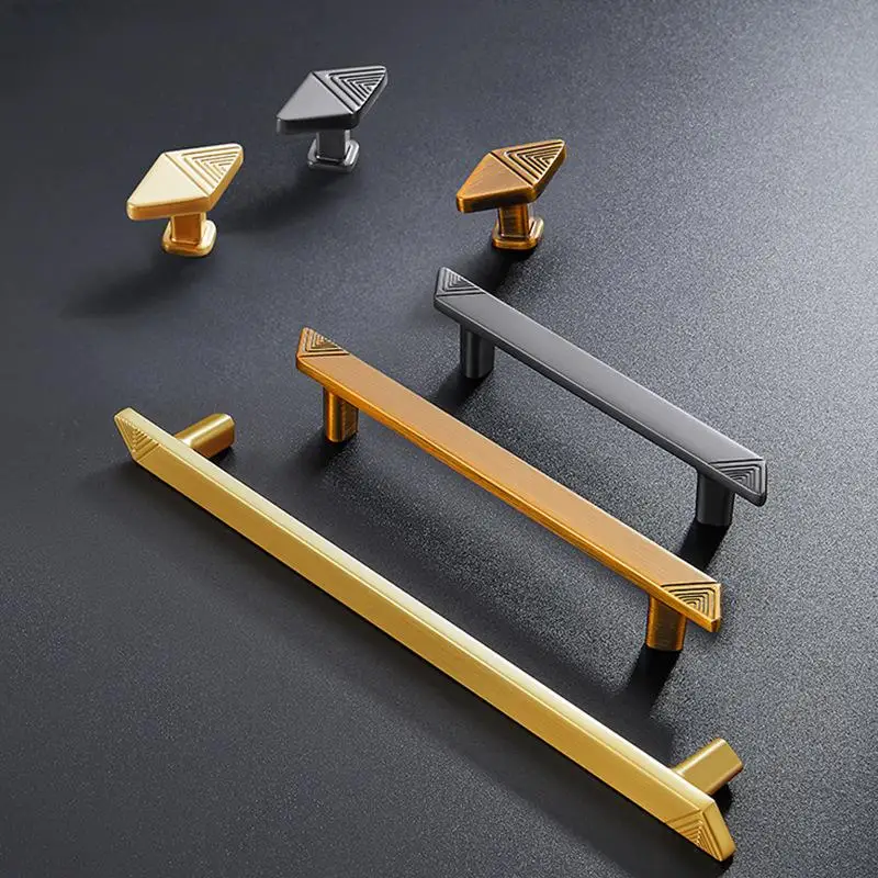 

High End New Chinese Style Cabinet Handle, Diamond Shaped Zinc Alloy Solid Wardrobe Door Handle, Gold Kitchen Drawer Handle