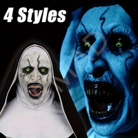 Horror The Nun Mask Cosplay Scary Bloody Demon Ghost Face Latex Masks With Headscarf Halloween Party Costume Props Deluxe