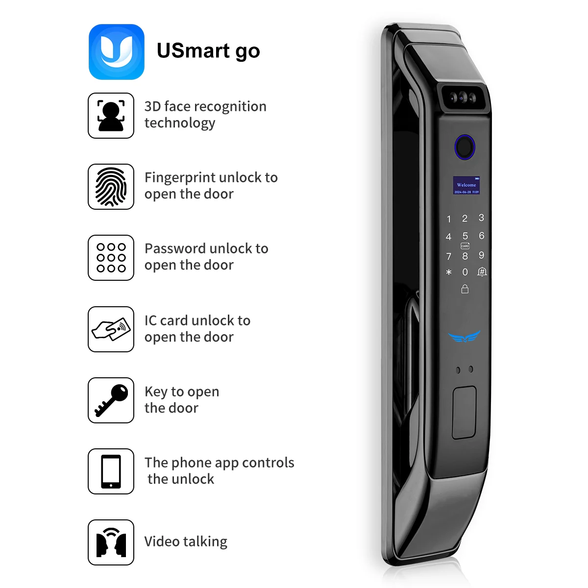 UsmartGo App Smart Locks 3D Face Recognition Automatic Fingerprint Wifi Biometric Digital Door Locks With Camera Video Talking