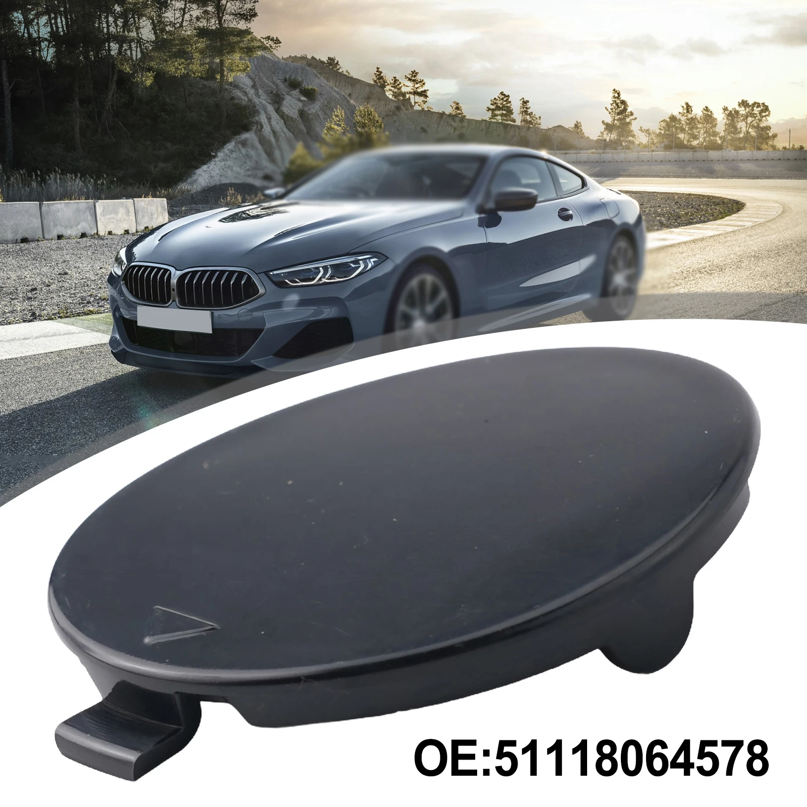 

Car Front Towing Eye Cover Flap 51118064578 For BMW 1 Series F20 F21 LCI M-Sport 2015-2019 ABS Bumper Trailer Cover