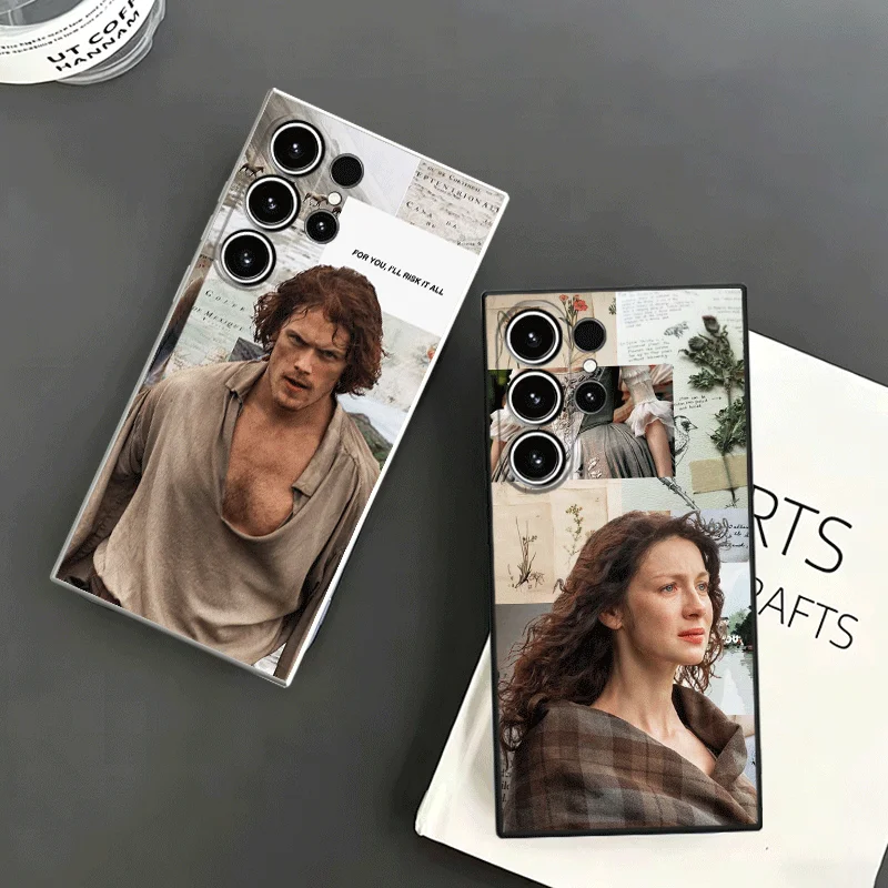 Outlander TV Claire Soft Phone Case For Samsung S24 S25 S26 Ultra S23 S22 Plus S21 S20 FE Edge + Black White Couple Cover