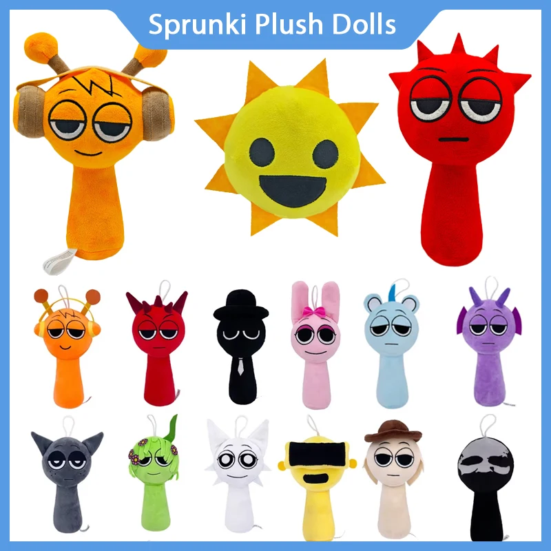 Horror Game Sprunki Plush Cartoon Soft Stuffed Pillow Dolls Ornament For Kid Dolls Plush Toys Christmas Customized Gift 20- 25cm