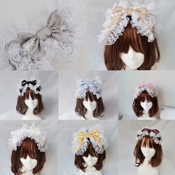 Victorian Retro Lace Headband Sweet Double Layer Big Bow Kawaii Hair Hoop Anime Lolita Maid Tea Party Cosplay Headdress