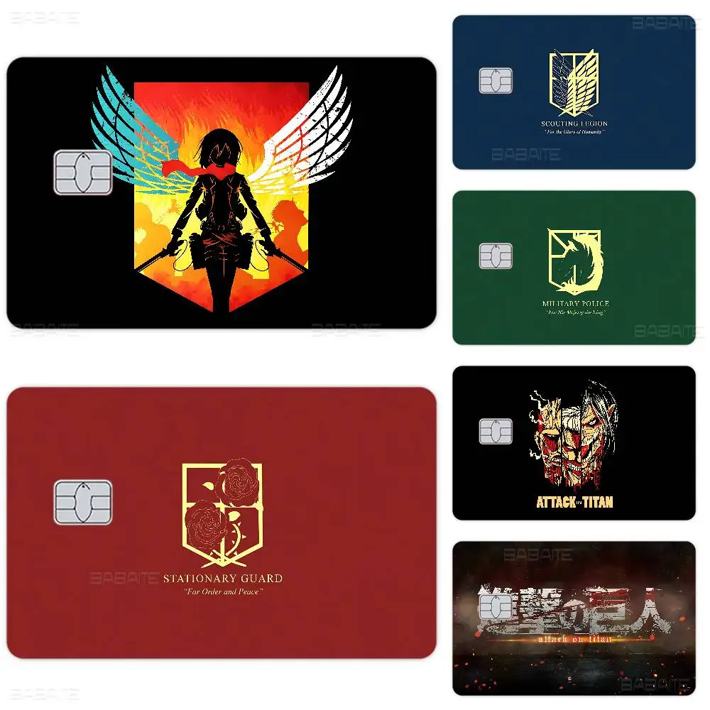 Anime A-Attack On T-Titan Cartoon Credit Card Skin Stickers For Bank Card Bus Metro Card Sticker Waterproof Women Gift