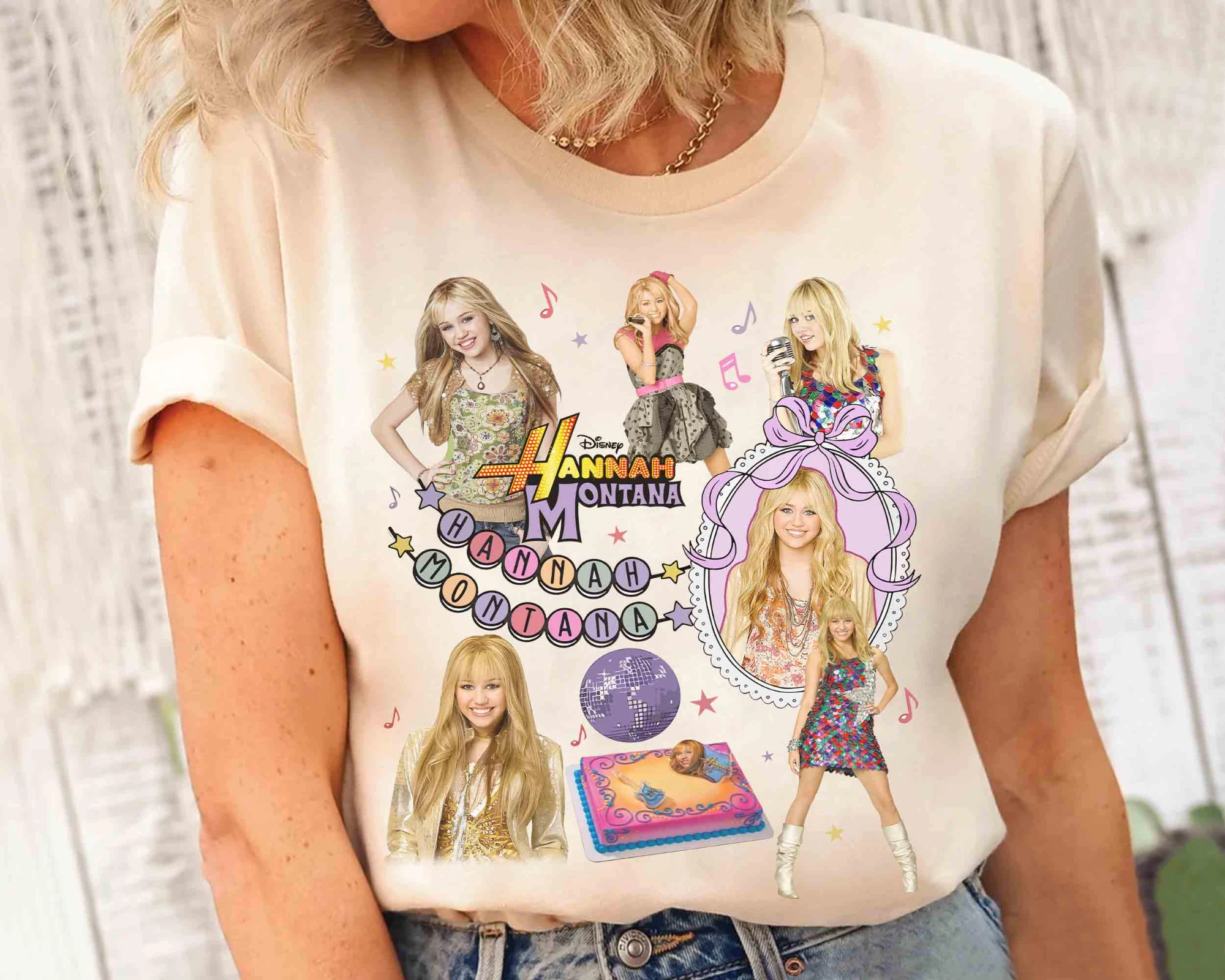 코케트 보우즈 디즈니 채널 한나 몬타나 셔츠, 디즈니 한나 몬타나 뮤직 로고 티셔츠, 여아 여행복, 마이 어더 사이드