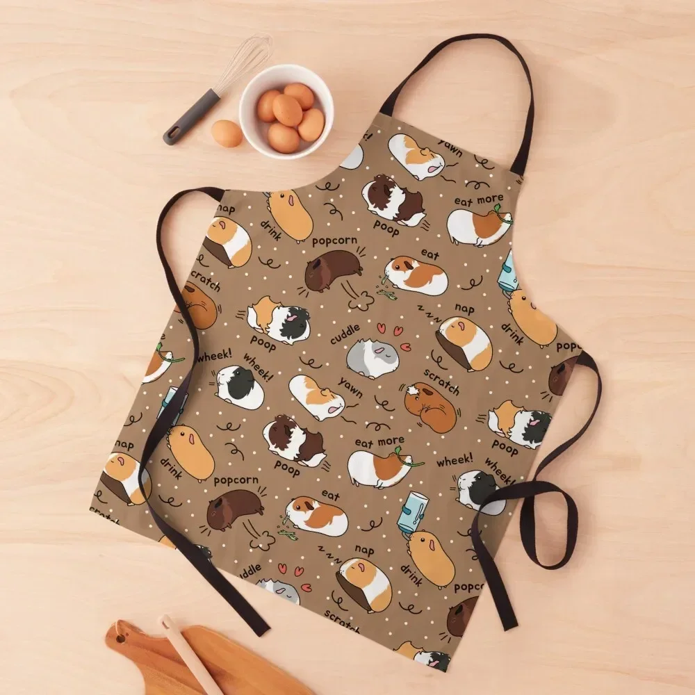 

Guinea Pig Daily To-Do List - Brown Background Apron Kitchen For Men Hairdresser Apron