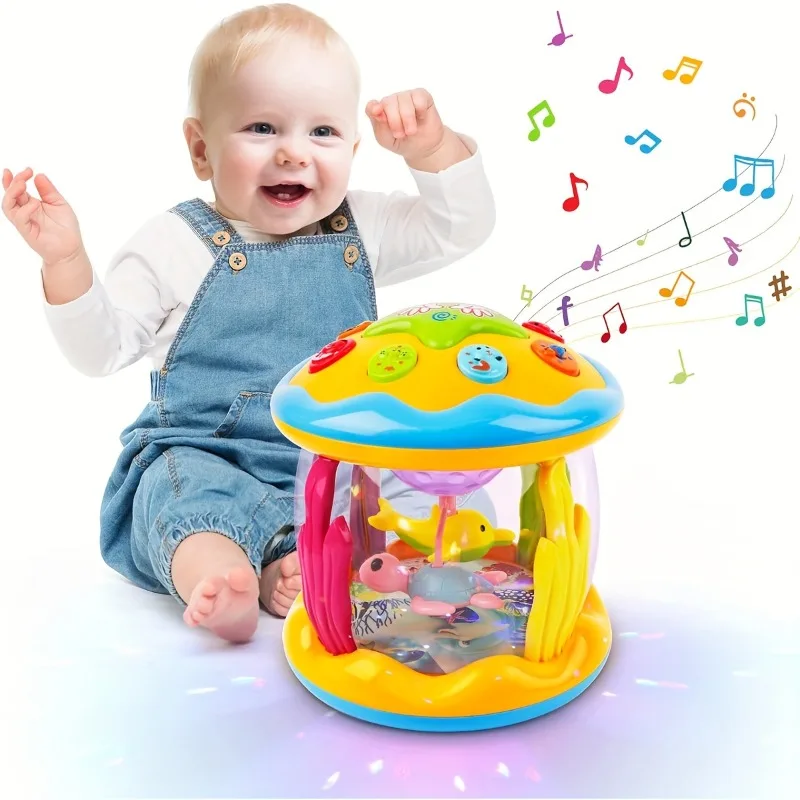 

Children's Multifunctional Hand Drum Toys Rotating Projection Lighting Music, Infant Drum Tapping Puzzle Early Education Toy