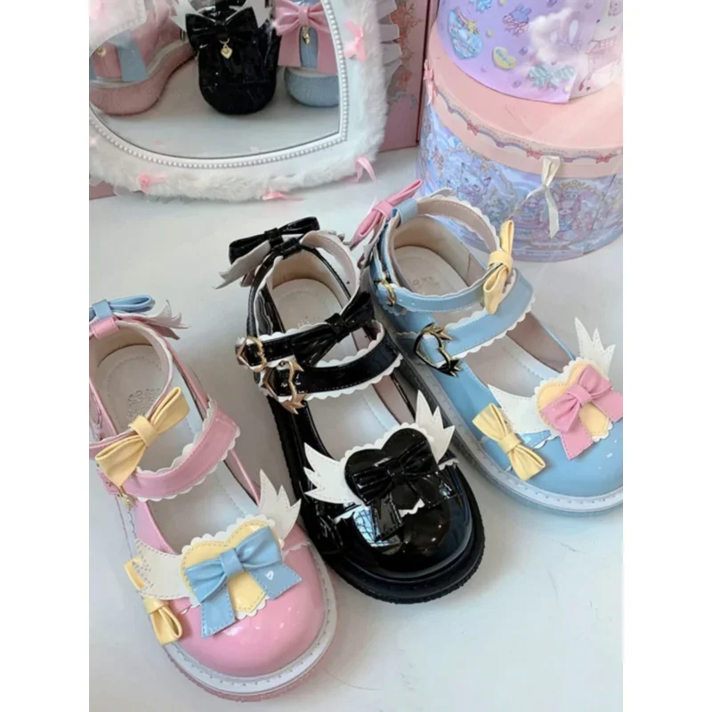 Lolita Cosplay Sweet Tea Party Mandarin Duck Shoes Cos Girl Cream Bubbles Bow Kawaii Shoes Lolita Girls High Heel LoliShoes