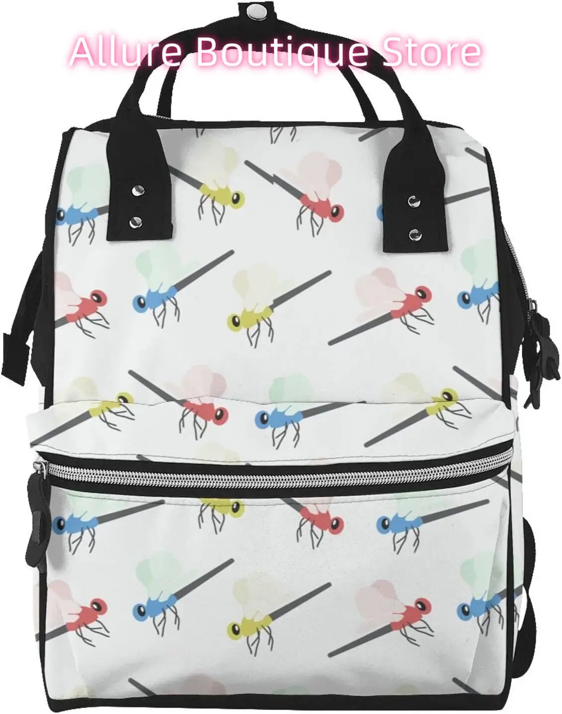 

Cute Dragonfly Diaper Bag Backpack for Women Large Capacity Nappy Bag Multifunction Waterproof Mummy Backpacks for Mom Dad Essen