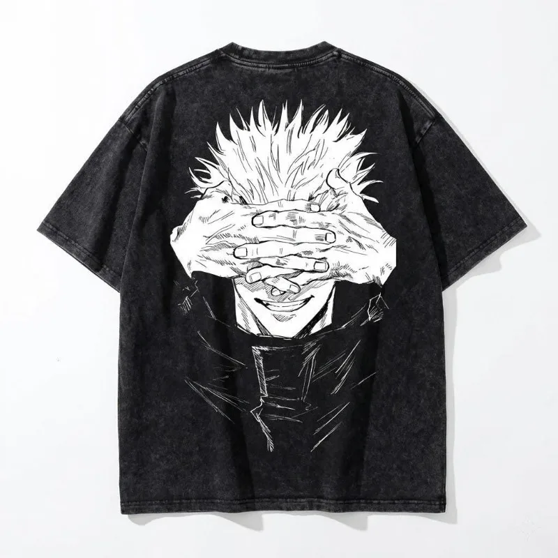 

Годжо Годжо: Битва в стиле дзю-дзюцу | Мужская футболка в стиле ретро с японским аниме-принтом, унисекс, в стиле уличной моды