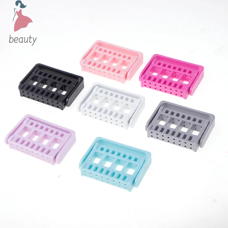 16 Holes Nail Drill Bits Holder Stand Display Nail Grinding Tool Showing Foldable Organizer Container Manicure Drill Accessory