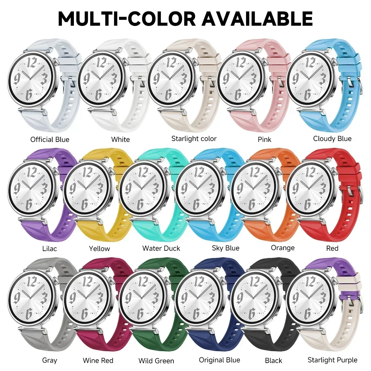 Neues Silikonarmband für Huawei Watch GT5/GT4 41 mm, offizielle Farbe, Armband mit Kristallmuster für Huawei Watch GT5 Pro 42 mm. – Detail 4