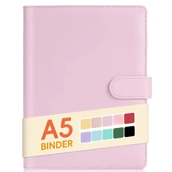 A5 deri gevşek yaprak dolum Notebook kılıfı Spiral Binder Macaron renkli planlayıcısı kitap yedek kapak Kawaii kırtasiye