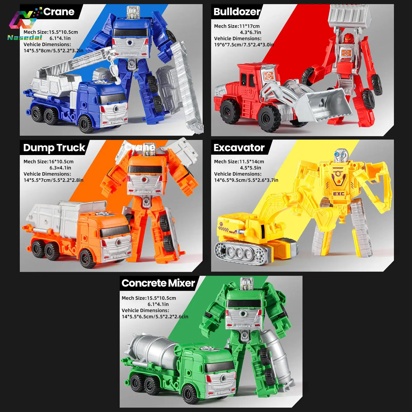 

5 шт. 5 в 1 робот игрушка модель строительной машины ранняя развивающая игрушка Рождество Новый год подарок на день рождения для мальчиков и девочек