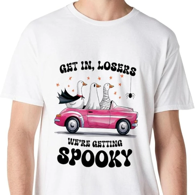 

Get in Losers Забавные футболки с гусем на Хэллоуин, хлопковые рубашки с круглым вырезом и короткими рукавами, классические всесезонные повседневные мягкие идеальные футболки