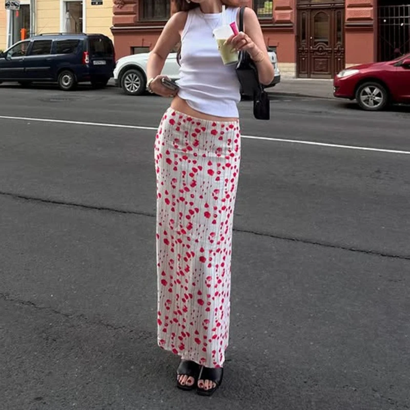 

2025 Summer New Women's Clothing Flower Printing Skirt Straight Long Skirt Casual Temperament