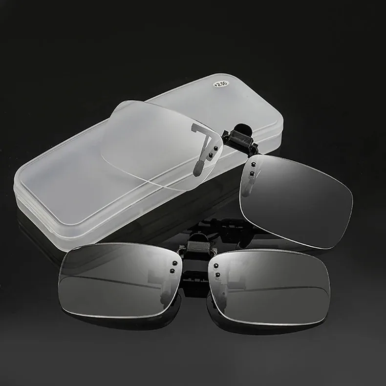 Flip Up Down Clip Lesebrille Ultraleicht mit Clip Anti-Blau-Lupe Randlose optische Linsen Presbyopie-Brille – Detail 8
