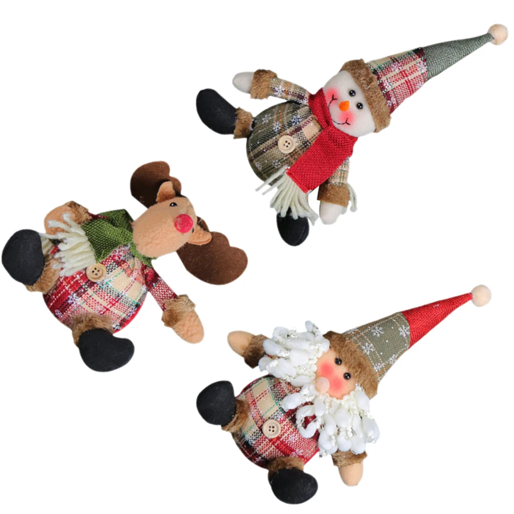 

3pcs Christmas Holiday Ornaments Festive Indoor Room Decor Santa Claus Snowman Reindeer Figurines Desktop Centerpiece For