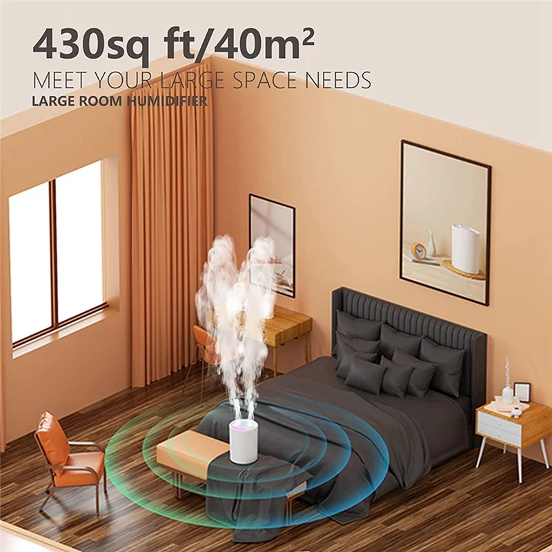 umidificatori Umidificatori per la camera da letto di casa, grande capacità, 5 litri, funzionamento silenzioso, facile da pulire, luce LED a 7 colori