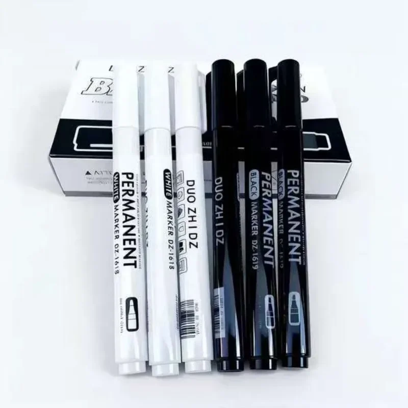 Neue 3/6-teilige Wasserfeste Metallmarker, Permanente Weiße und Schwarze Farbstifte, Abwaschbare Kunst-Malstifte, Graffiti-Stifte für Stoff, Holz, Leder