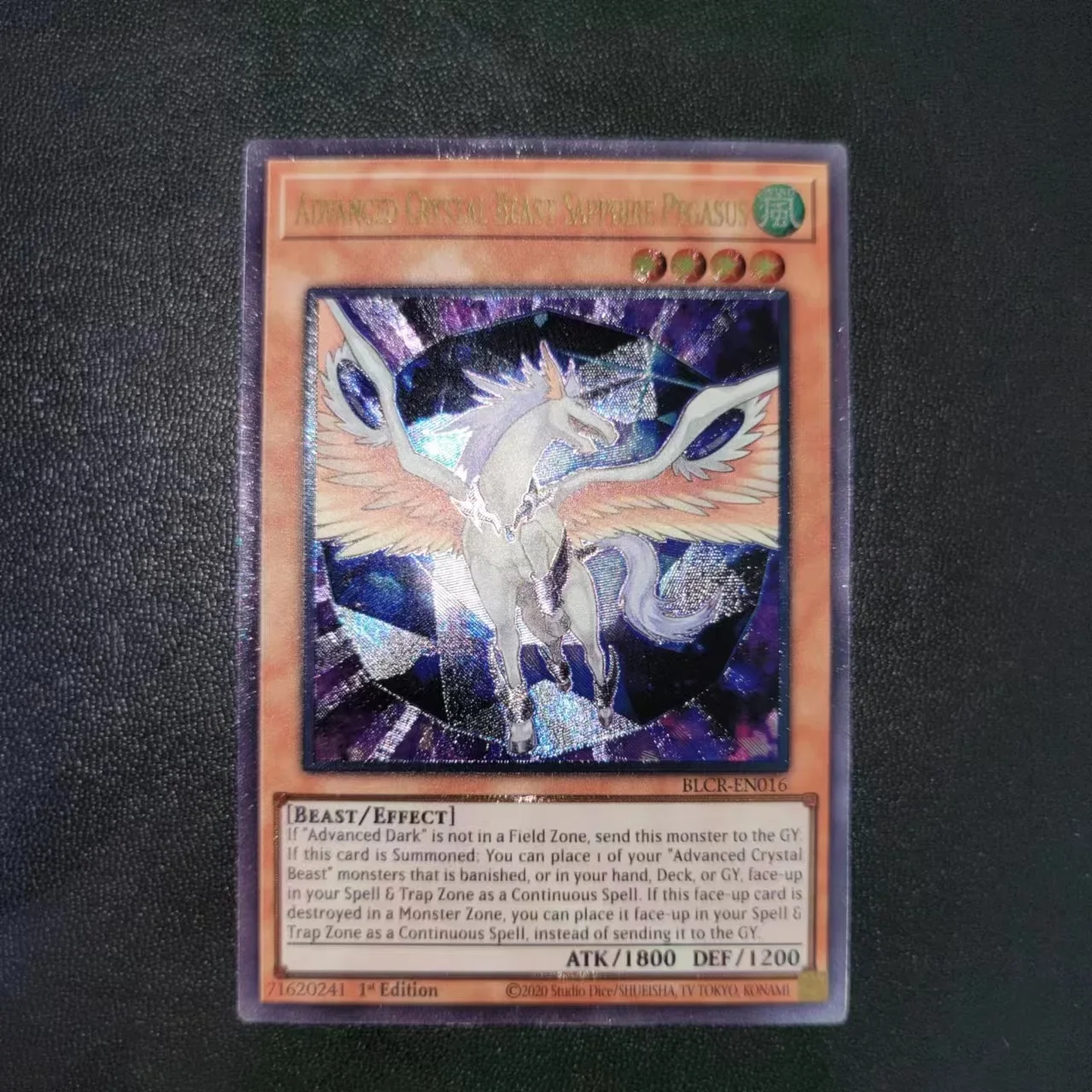 Yu-Gi-Oh UTR BLCR-EN016/Advanced Crystal Beast Sapphire Pegasus Children's Gift Collectible Card Toys ((Customizable))