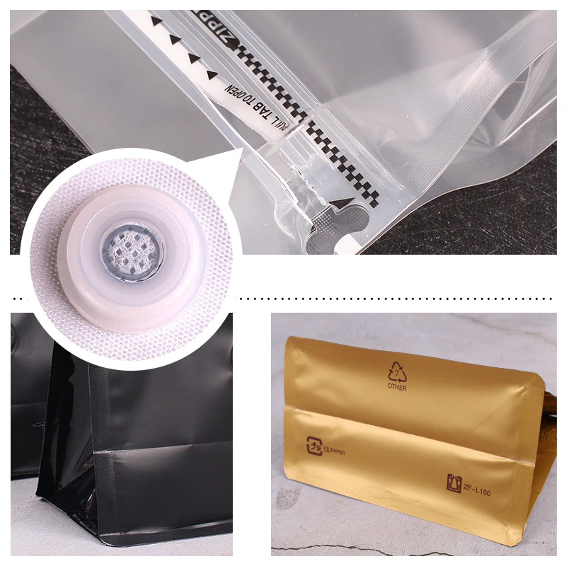 StoBag 20pcs Color Coffee Beans Packaging Bag with Valve Sealed Aluminum Foil for Powder Food Nuts Storage Reusable Pouches