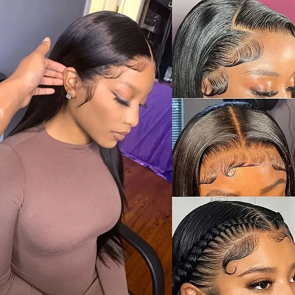 13x4 ตรงโปร่งใส 30 นิ้วลูกไม้ด้านหน้าวิกผมผมมนุษย์ Pre Plucked 220% ความหนาแน่นธรรมชาติสีวิกผมลูกไม้ด้านหน้าด้านหน้าสําหรับผู้หญิง 1B