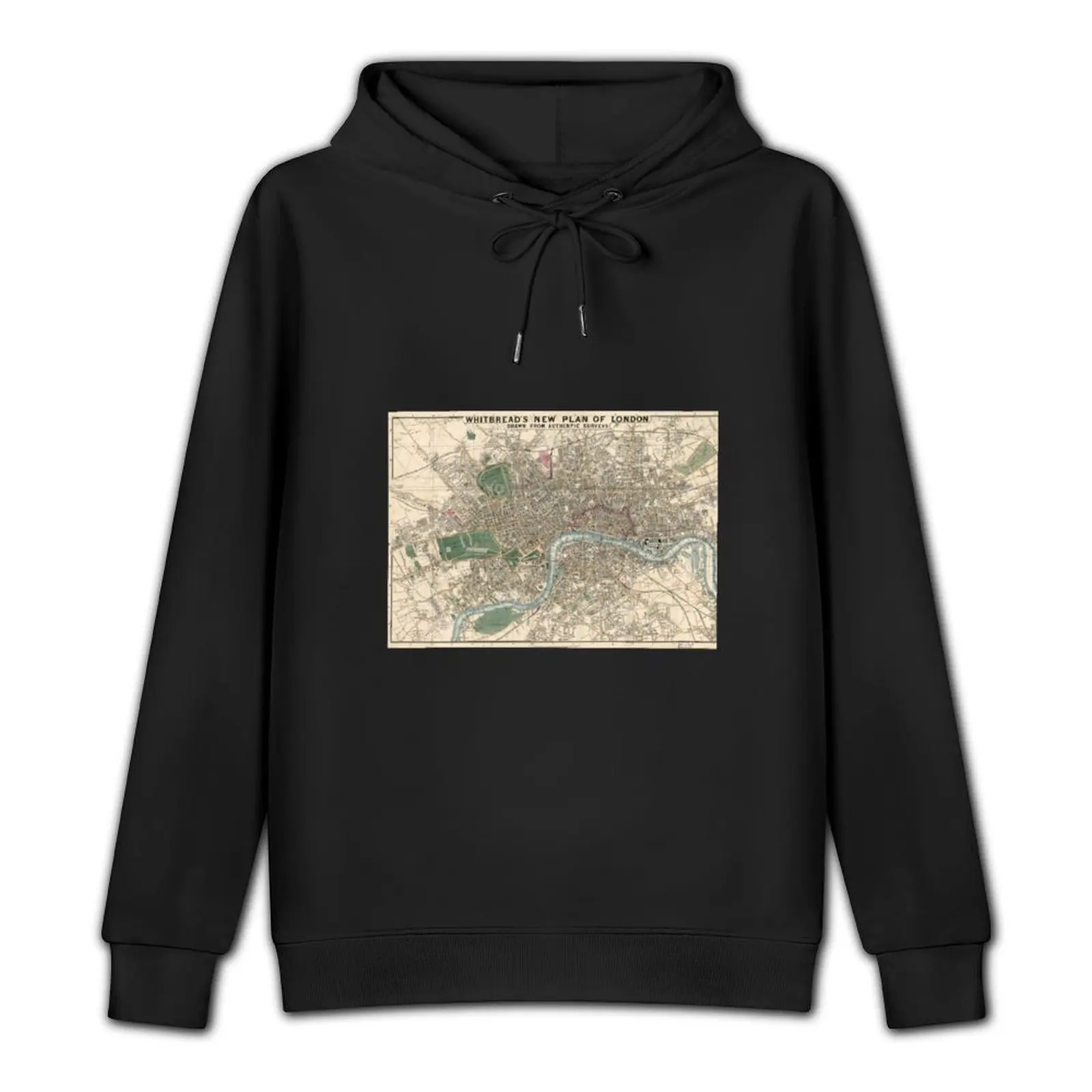 London Vintage Map 1853 Antique London Map Vintage London Pullover Hoodie men's sweat-shirt korean style clothes men hoodie