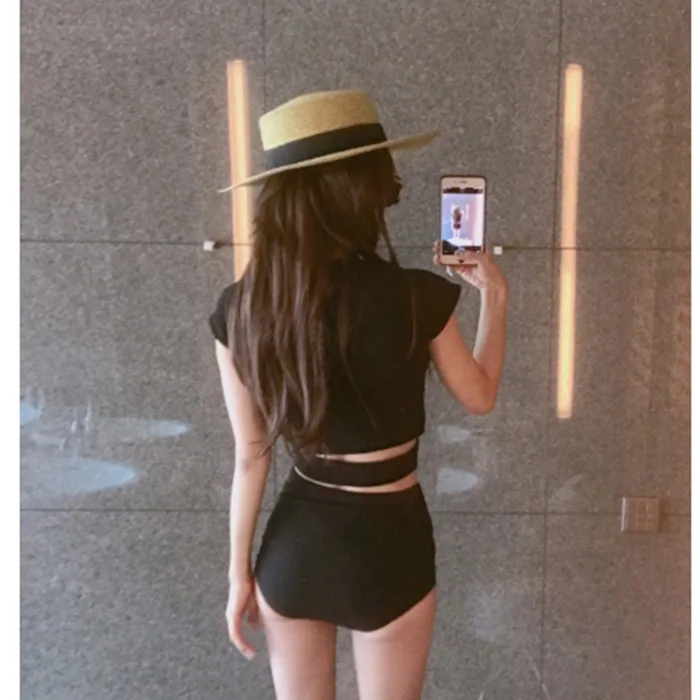 Korean Style High Waist Bikini Set Women Padded Biquini Suit Two Pieces Swimwear Swimsuit High Quality Beach Suit New