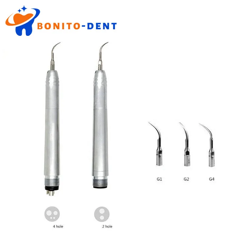 Détartreur dentaire à Air ultrasonique, 2 trous/4 trous, pièce à main, 3 embouts, outils de polissage, blanchiment des dents, outil en acier pour laboratoire de dentiste