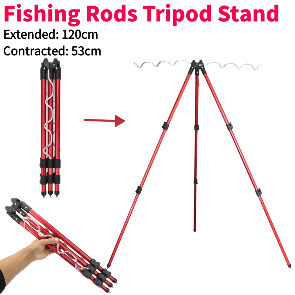 

Fishing Rods Tripod Stand Telescopic Aluminum Alloy Fishing Rod Holder for Telescopic Fishing Rods and Hand-held Rods